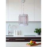 UltraMint Modern Beyaz Metal ve Kristal Taşlı Luna Tekli Avize - Seçenek 1 - Ahşap - Bej - Siyah