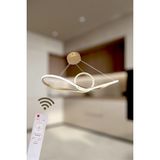 UltraMint Modern Eskitme Gold Papyon Modeli, 3 Renkli Kumandalı LED Avize - Seçenek 1 - Altın