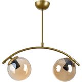 UltraMint Modern Eskitme Renkli Bal Camlı 2'li Salon ve Yatak Odası Avizesi - Seçenek 1 - Ahşap - Ceviz