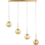 UltraMint Modern Gold Kaplama Bal Camlı 4'lü Yemek Masası Üstü Sarkıt Avize - Seçenek 1 - Altın