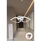 UltraMint Modern Krom Ikili Kare LED Avize, Kumandalı ve Dimmerli, Beyaz/sarı/günışığı - Seçenek 1 - Altın - Gümüş - Bakır