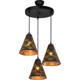 UltraMint Modern Lazer Kesim 3'lü Avize, Şık Dots Desenli, Salon ve Oturma Odası Kullanımı - Seçenek 1 - Ahşap