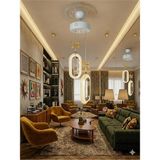UltraMint Modern Oval LED Kristal Avize, Şık ve Zarif Aydınlatma Seçeneği - Seçenek 1 - Ahşap - Bej - Siyah