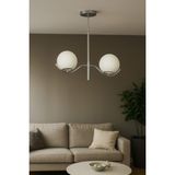 UltraMint Modern Ranya 2'li Beyaz Camlı Oturma Odası Avizesi, Krom Kaplama - Seçenek 1 - Antrasit