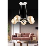 UltraMint Modern Şık Bal Glop Cam Tavan Avizesi, 5 Lı Krom Balon Tasarımı - Seçenek 1 - Altın