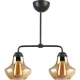 UltraMint Modern Siyah Bal Camlı 2'li Avize, Salon, Mutfak ve Yatak Odası Için Ideal - Seçenek 1 - Ahşap