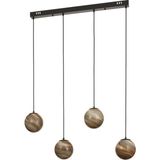 UltraMint Modern Siyah Çerçeveli 4’lü Cam Yemek Masası Üstü Avize - Seçenek 1 - Ahşap - Ceviz