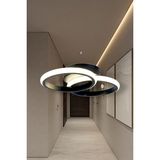 UltraMint Modern Siyah Ikili Yuvarlak LED Avize, Şık ve Parlak Aydınlatma - Seçenek 1 - Ahşap