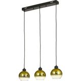 UltraMint Modern Siyah Kasa ile Şık 3'lü Yemek Masası Üstü Gold Camlı Avize - Seçenek 1 - Altın