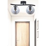UltraMint Modern Siyah Krom 2 Füme Camlı Plafonyer Avize, Şık ve Şıklık Katıcı Tasarım - Seçenek 1 - Ahşap