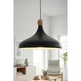 UltraMint Modern Siyah Metal Sarkıt, Ahşap Boncuk Detaylı, 35 Cm, Şık Yemek Masası Üstü Aydınlatma - Seçenek 1