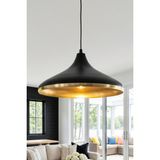 UltraMint Modern Siyah Metal ve Altın Sarkıt Avize, 35 Cm, Salon ve Yemek Masası Için - Seçenek 1 - Ahşap