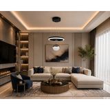 UltraMint Modern Siyah Sarkıt Avize, 3 Renk Yanabilen, Şık ve Şık Tasarım - Seçenek 1 - Ahşap
