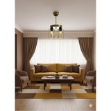 UltraMint Modern Yuvarlak Gold Kasa Bal Renk Cam Avize, Şık ve Elegant Tasarım - Seçenek 1 - Altın
