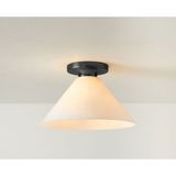 UltraMint Opal Camlı Plofonyer Tavan Avize, Beyaz Cam, 22 Cm, Şık Aydınlatma - Seçenek 1 - Ahşap