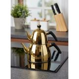 UltraMint Paslanmaz Çelik Gold Çaydanlık Takımı, Ergonomik Kulplu, Şık ve Dayanıklı - Altın - Seçenek 1