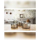 UltraMint Paslanmaz Çelik Sütlük Seti 3'lü, 12CM-14CM-16CM, Dayanıklı ve Şık Kullanım - Seçenek 1 - Antrasit