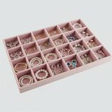 UltraMint Pembe Süet Kumaş Kaplama 24 Bölmeli Mdf Takı Düzenleyici - Ahşap - Bej