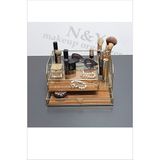 UltraMint Şeffaf ve Şık Çift Çekmeceli Makyaj Organizer, Soft Gold Detaylı - Altın