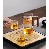 UltraMint Sihirli Demleme Çaydanlık ve Fincan Seti, Bambu Çay Cam Filtreli - Ahşap - Bej - Seçenek 1