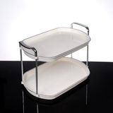 UltraMint Şık Akrilik 2 Katlı Makyaj ve Parfüm Organizeri 35X22X22CM - Altın - Gümüş - Bakır