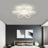 UltraMint Şık Beyaz Papatya Model LED Avize, 50 cm Çap, Modern Tasarım - Seçenek 1 - Ahşap - Bej - Siyah