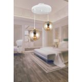 UltraMint Şık Beyaz Sarkıt Tepsi Çiftli Set, Modern Camlı Lüks Avize Dekoru - Seçenek 1 - Ahşap - Bej - Siyah