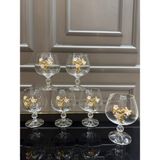 UltraMint Şık Bohemia Kristal Ayaklı Gold Incili Kahve Yanı Su Bardağı - Seçenek 1 - Altın