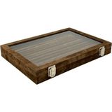 UltraMint Şık Kahverengi Cam Kapaklı Yüzük Organizeri, Düzen ve Koruma Sağlar - Ahşap - Ceviz