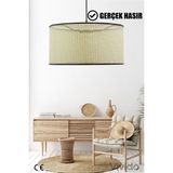 UltraMint Şık Krem-Siyah Hasır Sarkıt Avize 38CM, Modern ve Doğal Aydınlatma - Seçenek 1 - Ahşap