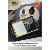 UltraMint Şık Mint Gold Cam Tepsi 48X29 Cm, Dekoratif ve Kullanışlı Tasarım - Altın - Seçenek 1