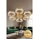UltraMint Şık Mozaik Model Gold 6" Ledli Kristal Avize, Çok Renkli, Modern Tasarım - Seçenek 1 - Altın