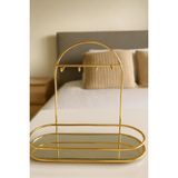 UltraMint Şık Oval Gold Takı Standı, 4 Kancalı, Dekoratif ve Kullanışlı - Altın