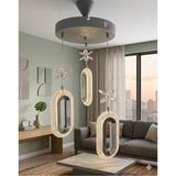 UltraMint Şık Oval Kristal Taşlı LED 3 Renkli Sarkıt Avize Seti - Seçenek 1 - Antrasit
