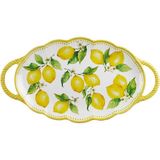 UltraMint Şık Oval Melamin Tepsi 48 Cm, Kulplu, Dayanıklı ve Hafif Tasarım - Açık Beyaz - Gri - Seçenek 1