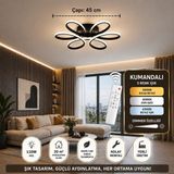 UltraMint Şık Papatya 45CM Siyah Renkli Ledli Kumandalı Plafonyer Avize - Seçenek 1 - Ahşap