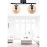 UltraMint Şık Siyah Gold 2 Bal Camlı Modern Plafonyer Avize - Seçenek 1 - Ahşap