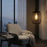 UltraMint Şık Siyah Kafes Sarkıt Avize, E27 Duy, Mutfak ve Salon Için Modern Tasarım - Seçenek 1 - Ahşap