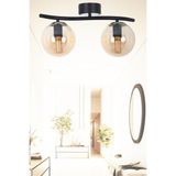 UltraMint Şık Siyah Krom 2 Bal Camlı Modern Plafonyer Avize - Seçenek 1 - Ahşap
