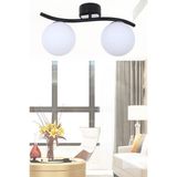 UltraMint Şık Siyah Krom ve Beyaz Camlı Modern Plafonyer Avize - Seçenek 1 - Ahşap