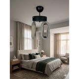 UltraMint Şık Siyah Oval LED Kristal Modern Avize Çift Paketi - Seçenek 1 - Ahşap