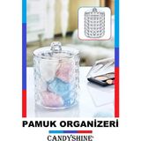 UltraMint Şık ve Modern Silindir Pamuk Organizer, Kozmetik ve Makyaj Düzenleyici - Ahşap - Bej - Siyah