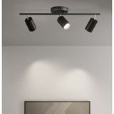 UltraMint Siyah Üçlü LED Spot Avize, Hareketli Başlık, Gün Işığı Ampullü - Seçenek 1 - Ahşap