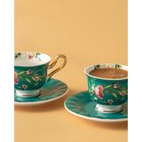 UltraMint Turkuaz Renkli 4 Parça Bone China Kahve Fincan Takımı, Şık ve Zarif - Seçenek 1