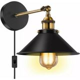 UltraMint Vintage Metal Aplik Duvar Lambası, 22 Cm, Retro ve Rustik Tarz! - Seçenek 1 - Ahşap