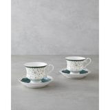 UltraMint Yeşil 4'lü Bone China Çay Fincanı Takımı, 220 Ml, Şık ve Zarif Tasarım - Seçenek 1