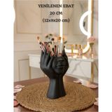 UltraMint Yüz Şekilli Makyaj Fırçalık 3D Dekoratif Masa Organizer, Şık ve Kullanışlı - Ahşap