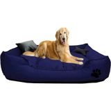 Ultrasoft Büyük Irk Köpek Yatağı Yıkanabilir Yüksek Kaliteli Kumaş Pati Işlemeli - Lacivert - 80 x 100 cm
