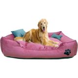 Ultrasoft Büyük Irk Köpek Yatağı Yıkanabilir Yüksek Kaliteli Kumaş Pati Işlemeli - Pembe - 80 x 100 cm