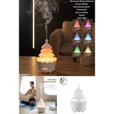 Ultrasonik Çam Ağacı Hava Nemlendirici 250ML Aroma Difüzör 7 Ledli Buhar Makinesi Damlacık Kumandalı - Beyaz